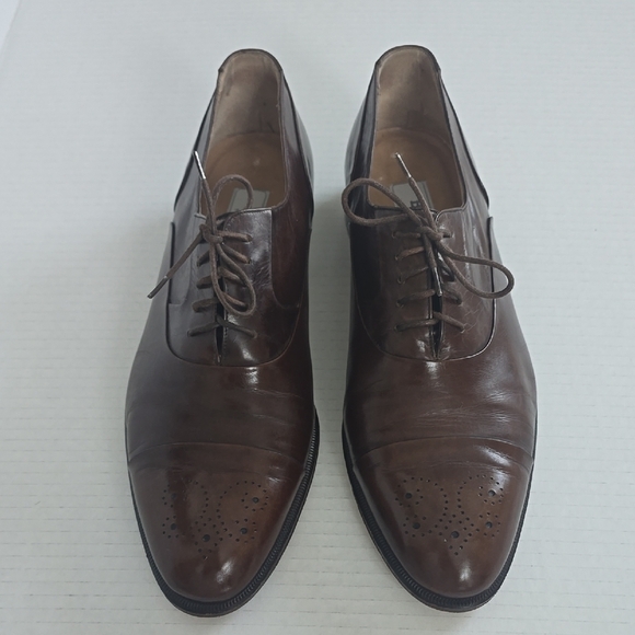 Bally Vintage Gino Leather Oxford Shoes 8.5 Dark Brown
